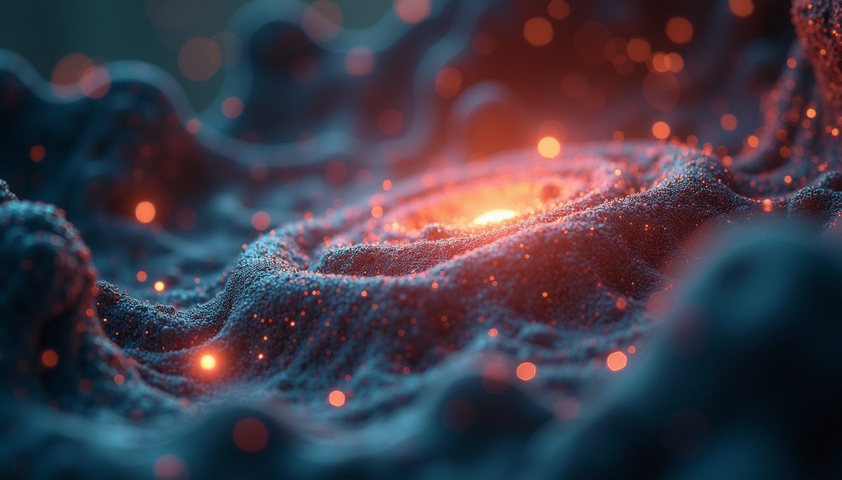 Close-up view of a quantum physics concept illustration