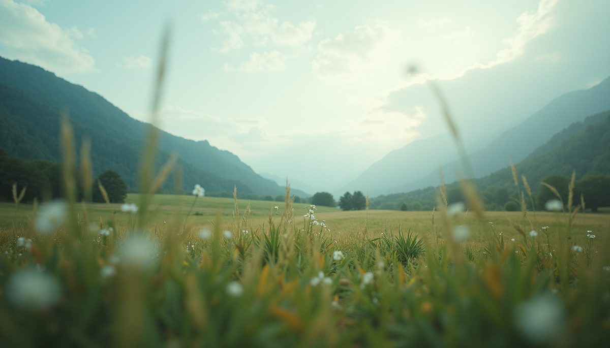Eye-level view of serene landscape promoting tranquility and visualization