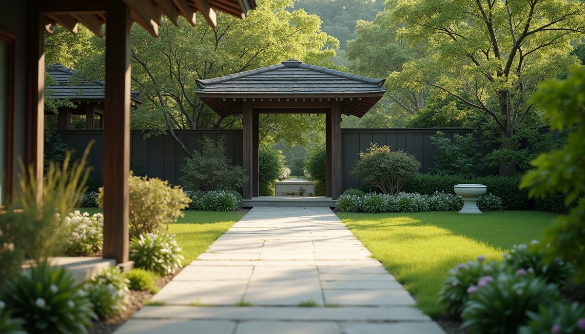 Eye-level view of a serene garden space for meditation