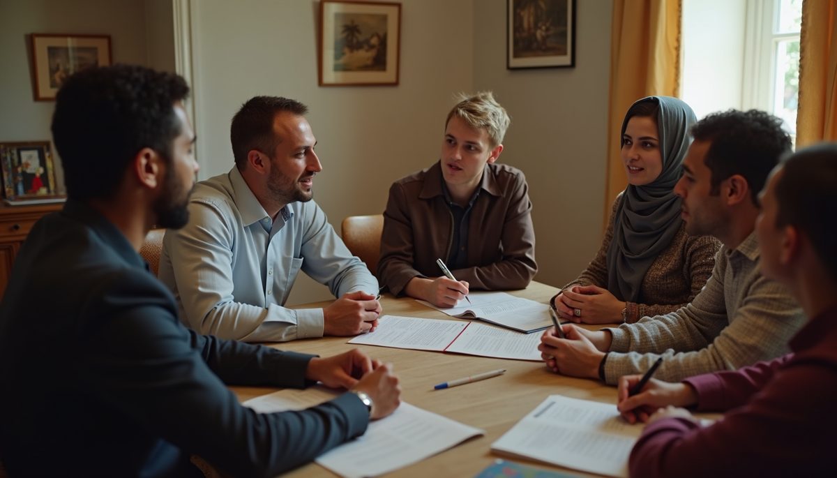 High angle view of a diverse group participating in an interfaith dialogue