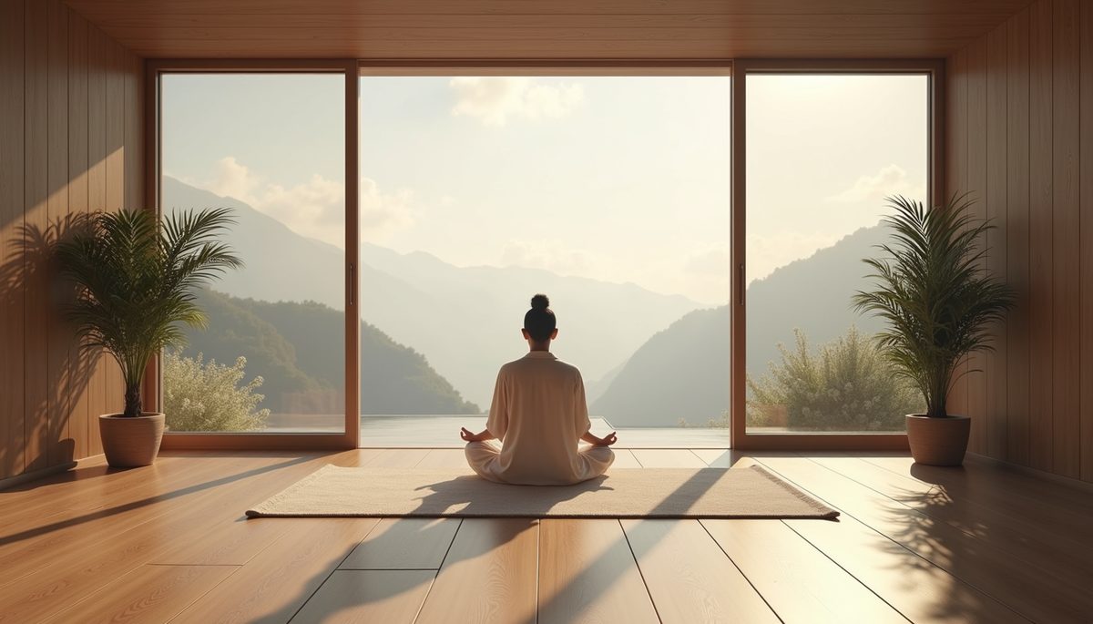 High-angle view of a peaceful meditation space
