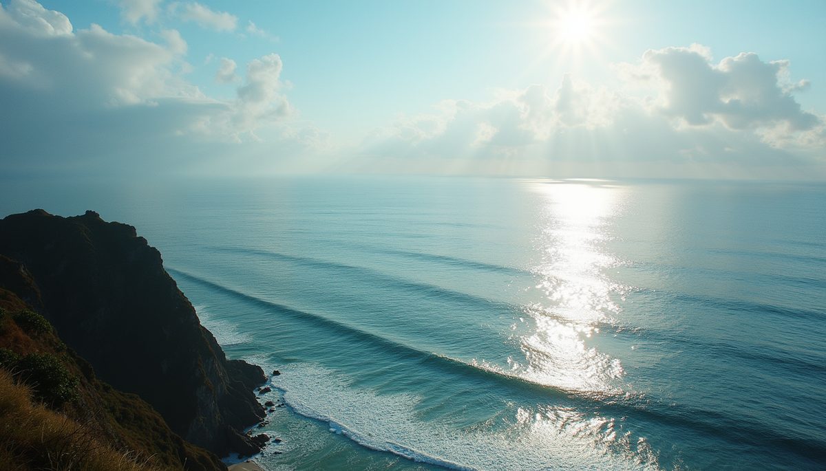 High angle view of a serene ocean landscape