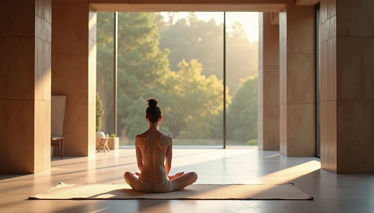Eye-level view of a peaceful meditation space