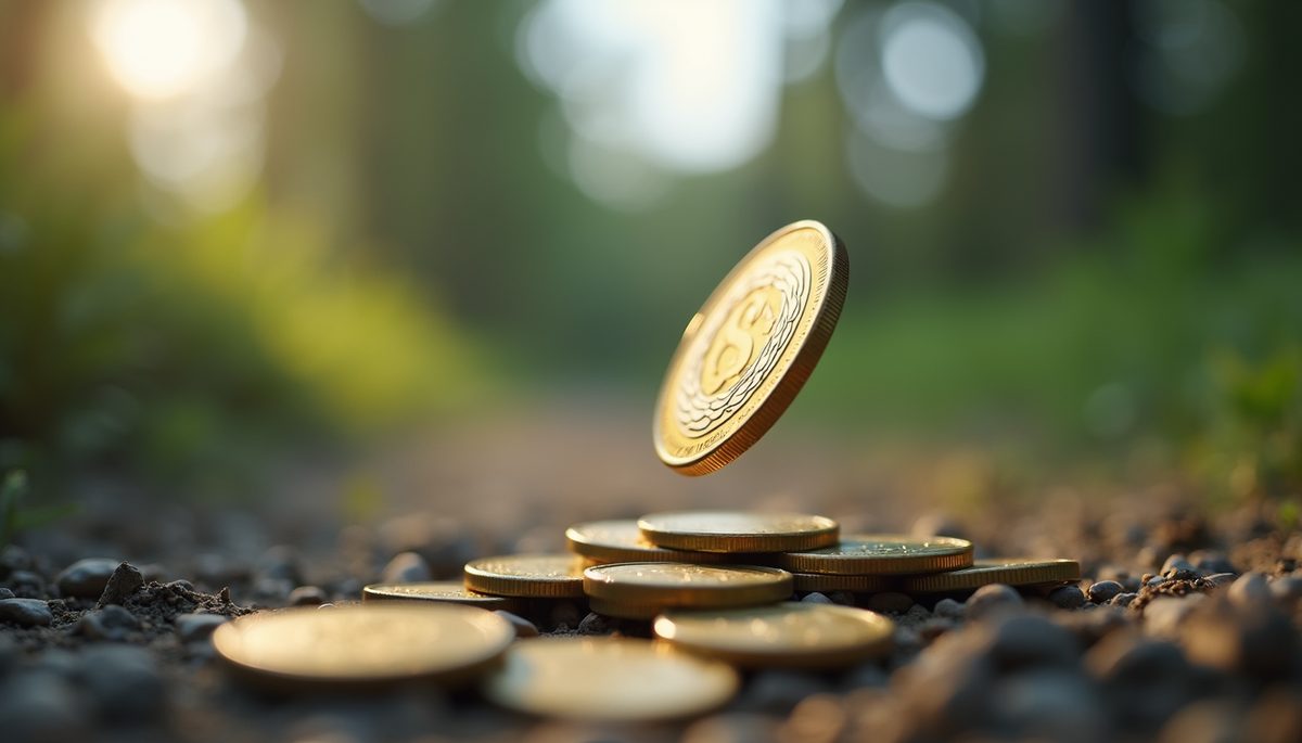Eye-level view of a spinning coin in motion