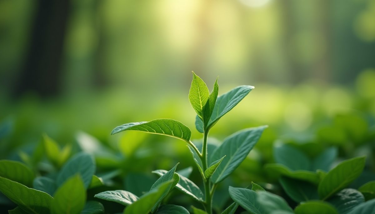 Close-up of lush green plant in a serene environment