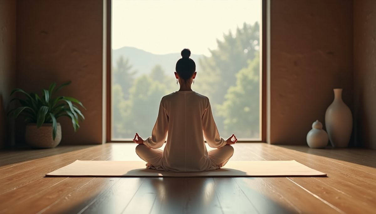 Eye-level view of a peaceful meditation space