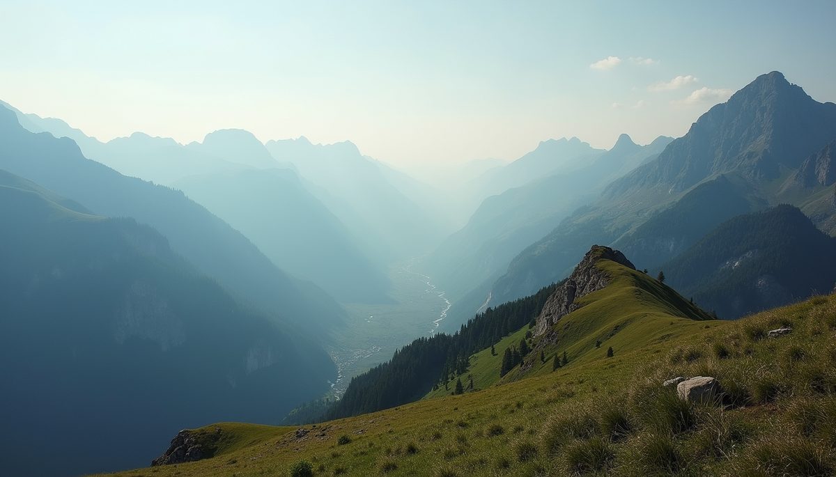 High angle view of a tranquil mountain range