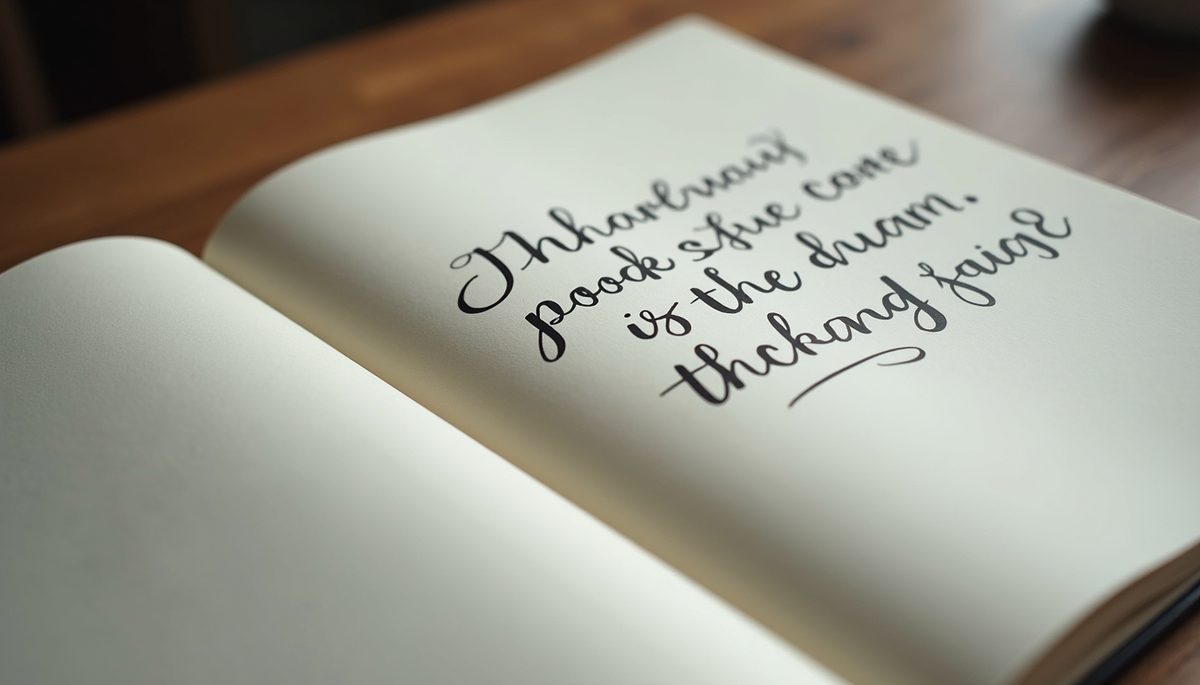 Close-up view of an open journal with motivational quotes