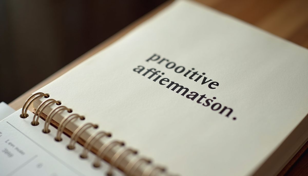 Close-up of a positive affirmation journal