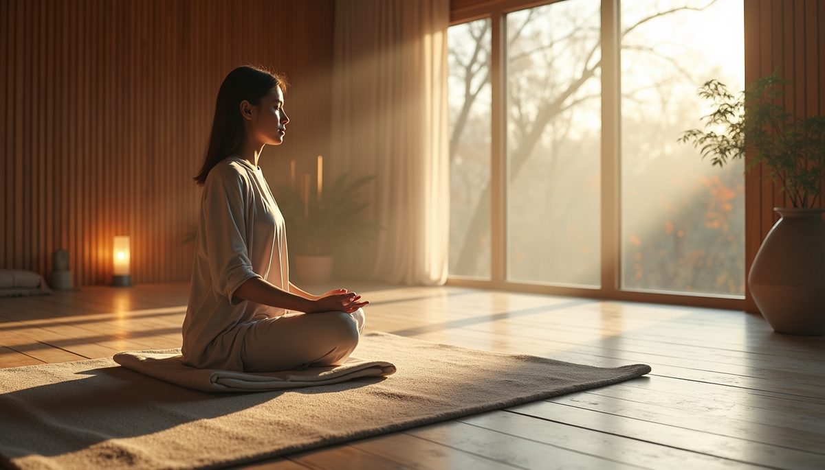 Eye-level view of a serene meditation space