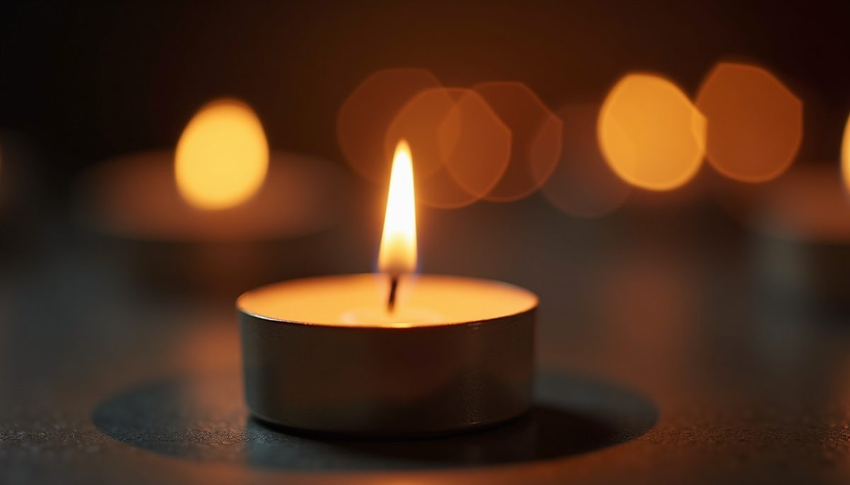 Close-up view of a burning candle representing personal transformation