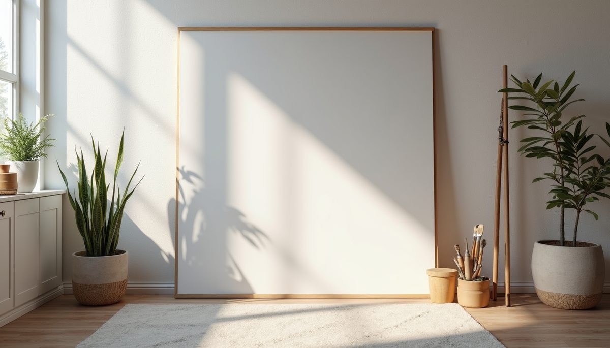 Wide angle view of an empty canvas awaiting creation